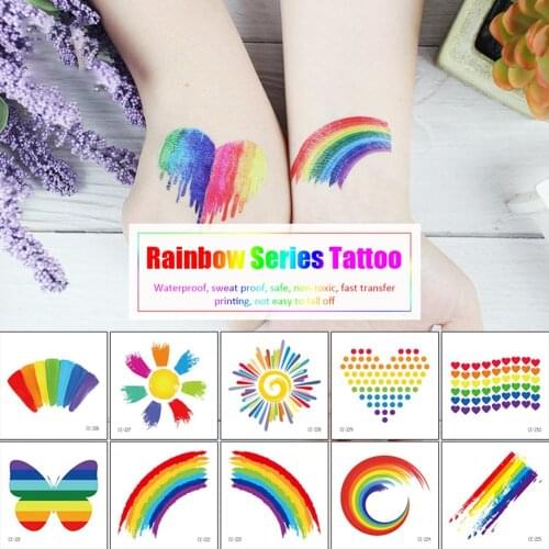 Rainbow Tattoos Temporary Tattoos Body Sticker Waterproof Decor Temporary Tattoo for Women Party Sticker тату временные женские
