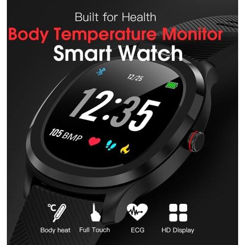 Thermometer Smart Watch IP68 Waterproof Heart Rate ECG Monitor Full Touch Smartwatch T01 Weather Display Body Temperature Band