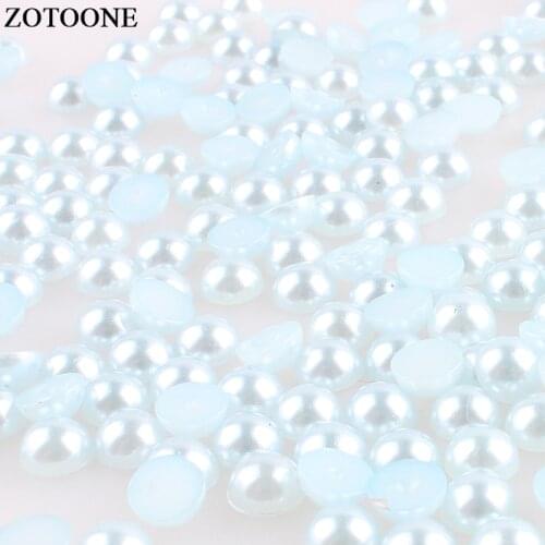 ZOTOONE Gray Blue Flatback Non Hotfix Rhinestones Pearl Applique ABS Resin Rhinestone For Clothing Nail Art Decorations Strass E