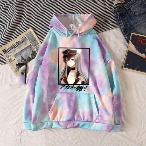2021 Anime Tie-dye Hoodie Akame Ga Kill Esdeath Pullovers Tops Long Sleeve Uniex Cloth