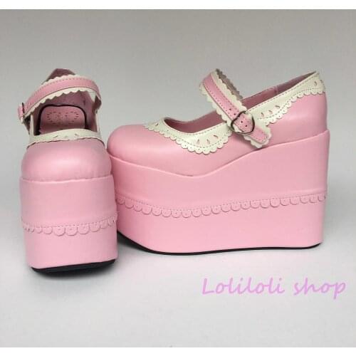 Princess sweet lolita shoes Lolilloliyoyo antaina Japanese design shoes custom thick bottom pink PU flat platform shoes an9955