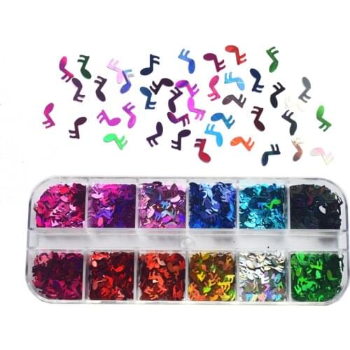 Mirror Sparkly Musical Note Nail Sequins Paillette Colors Nail Holographic Glitter 3D Hollow Star Flakes Slices Art Accessories