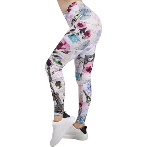 Women Legging from paris with love Printing Leggins Slim High Elasticity Legins Popular Fitness Leggings Female Pants