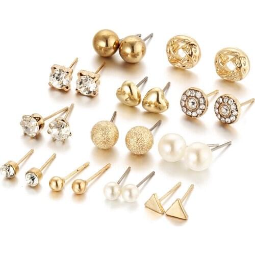 Simple Tiny Geometric 2020 earings small stud earrings for women Piercing stud earrings set kolczyki Brincos Pendientes jewelry