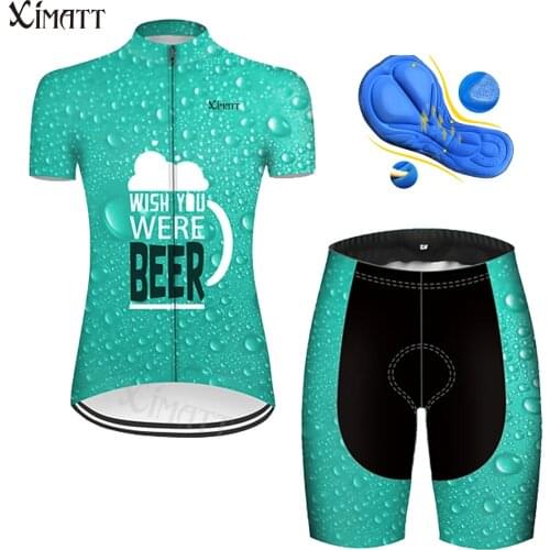 Summer New Style Blue Water Drops Womens Cycling Jersey Set XIMATT Outdoor Sports Quick Dry Female Clothing Customizable