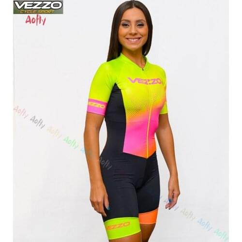 Female Vezzo Cycling Suit Jumpsuit Bike Clothing Dungarees Summer Clothes Tumblr Set Short Sleeve Womens Gel Cycling Set On Sale