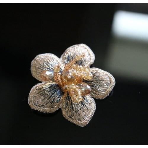 1pc flower Handmade rhinestone beaded patches for clothing DIY sewing patch embroidered applique decorative sequins Parches