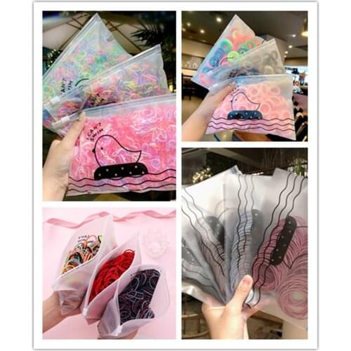 20/50/100/1000Pcs Different Styles Women Children Hair Ropes High Elastic Rubber Nylon Rope Ponytail Holder Hair Accessories