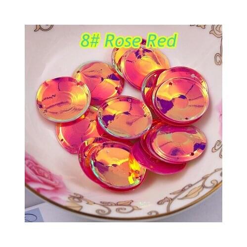 200pcs/lot Large Round Sequins 20mm PVC Cup Round With 2 Side Holes Decoration DIY Handmade Clothing Accessories Rose Red