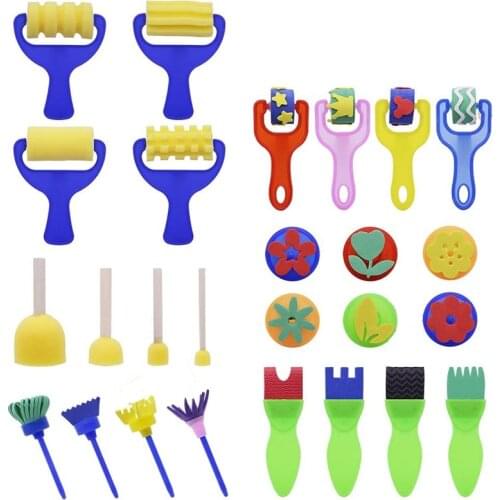 26 Pieces Foam Roller Paint Brush Set Washable Drawing Tools Art & Crafts Supplies for Children Early Learning DIY