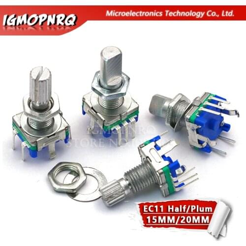 30PCS Half / Plum axis rotary encoder, handle length 15mm / 20mm code switch/EC11/ digital potentiometer with switch 5Pin 3Pin