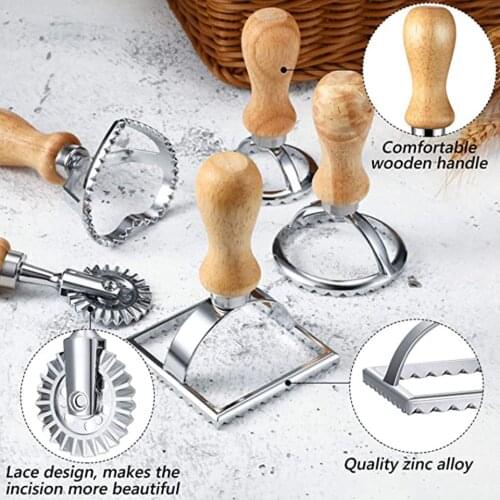 304 Stainless Steel Cokies Mold Ravioli Maker Stamp Pasta Wheel Square Round Ravioli Cutters Pizza Cutting Wheel for Pasta