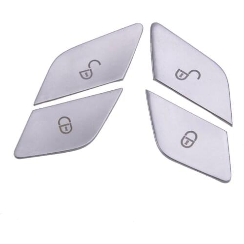 Car 4pcs Door Lock Unlock Button Cover Trim Accessories Fit for Mercedes Benz C E GLC Class W205 W213 X253 2016 2017 2018 2019