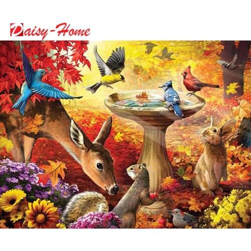 5D Diy Diamond Painting Full Square/round Mosaic Autumn Flower Deer Scenery Embroidery Animal Forest Wall Art Home Decoration