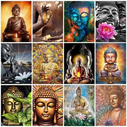 5D Diamond Painting Buddha Statue Full Square Round Drill Needlework Diamond Embroidery Buddhism Religion Mosaic Art Home Decor