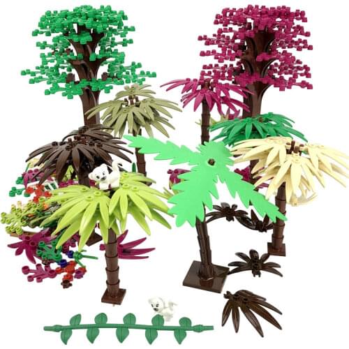 Locking Blocks MOC Educational Plant Tree Leaf Building Kits Bricks Toys for Children Compatible for Locking City Parts Blocks