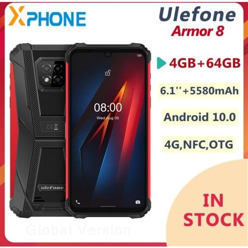 Ulefone Armor 8 Rugged Phone 4GB 64GB 6.1 inch 5580mAh Android 10.0 Octa Core 4G Network NFC Smartphone