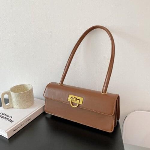 Elegant Square Armpit Bag Luxury High-quality PU Leather Women New Lock Design Handbag Portable Shoulder Bags and Purse