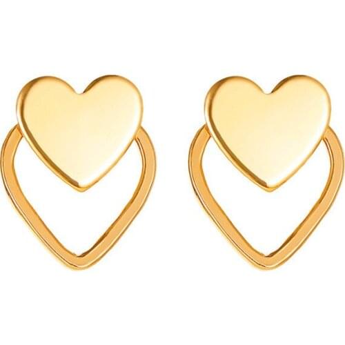European and American wind ear simple double layer Modyle New Gold Silver Color Heart Earrings For Women