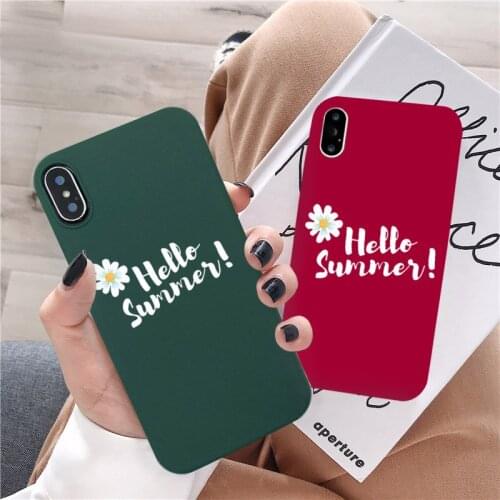 GYKZ Cartoon Floral Summer Daisy Fitted Case For iPhone XS MAX X 11 Pro XR 7 8 6 6s Plus Green Red Phone Cover Soft Matte Fundas