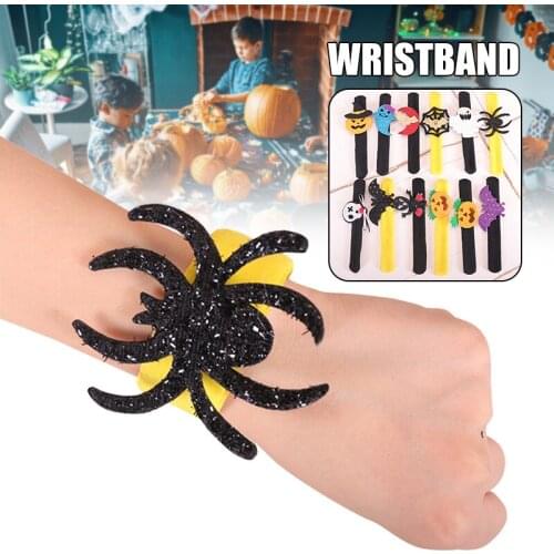 Halloween Clap Ring Bracelet with Halloween Elements Decor High Flexibility Lightweight Wristband for Dress Party TS2