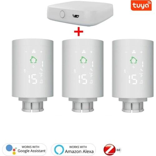 Tuya ZigBee3.0 Smart Radiator Actuator Programmable Thermostatic Radiator Valve Temperature Controller Voice Control via Alexa