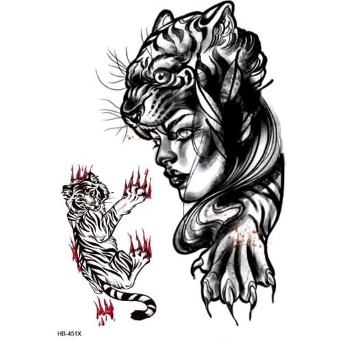 Tiger Girl Waterproof Temporary Tattoos The Flash Tatuagem Skin Tatoo Maquiagem Tatoos Temporales For Women Fake Tattoo Sleeve