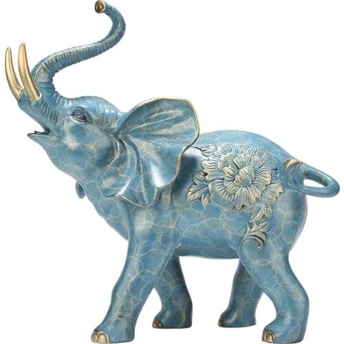 Brass painted elephant statue Lucky animal ornaments High-end home living room loft decoration crafts Best gift