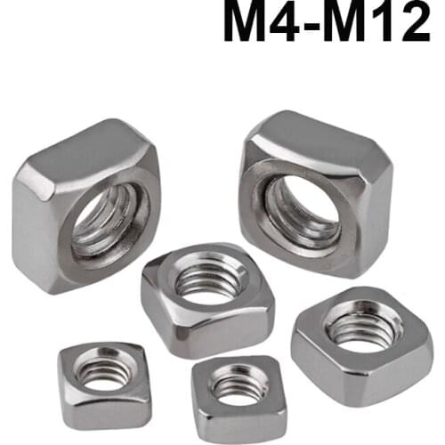 M4 M5 M6 M8 M10 M12 201/304/316 Stainless Steel Square Nuts