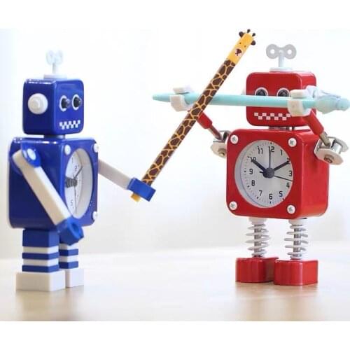 Creative metal robot alarm clock Student Childrens alarm clock Kidss gift simple ins mute desk decor bedroom bedside ornaments