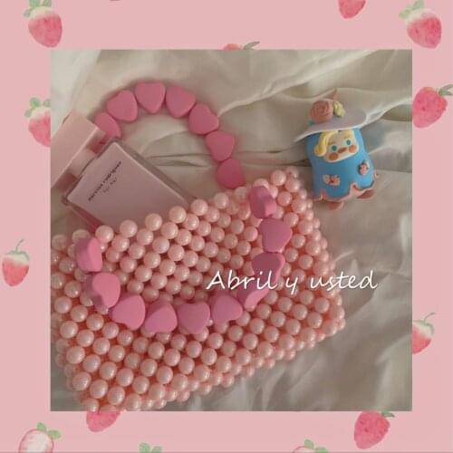 Fashion versatile womens bag mobile phone bag summer banquet handbag pure handmade beaded bag pearl key change bag