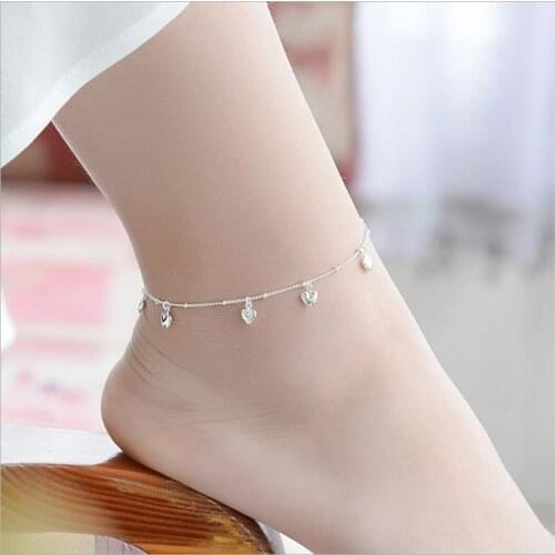 LUKENI Trendy 925 Sterling Silver Bracelets For Women Jewelry Charm Heart Silver Anklets Girl Engagement Party Accessories Hot