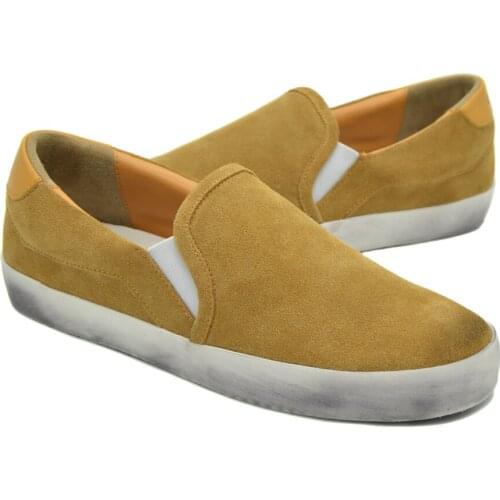 CANGMA Famous Brand Man Designer Sneakers Men Casual Shoes Cow Suede Footwear Yellow Loafers Shoe Male Sneaker 2021