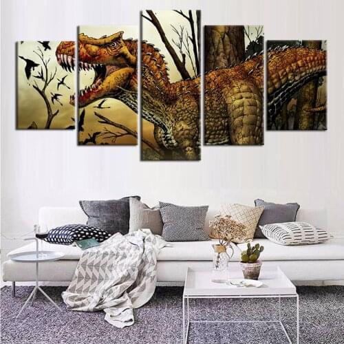 Jurassic Park Dinosaur Poster Family Wall Decoration Art Picture Living Room HD Print Animal 5 Plate Modular