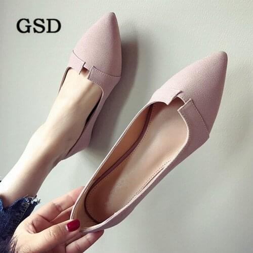Newest Pink Women Flats Fashion Solid Flock Pointed Toe Flat Shoes Woman Casual Shoes Women Boat Shoes Zapatos De Mujer