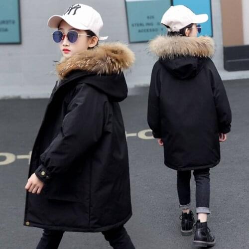 New BitLamb 2020 Kids Girl Winter Cotton Coat 3 Colors Cute Trendy Jacket Fur Hoodies Parkas Baby Girl Casual Outerwear Clothes