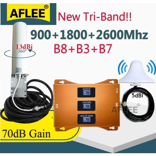 New!! 900 1800 2600 Tri-Band 4G Repeater CellPhone Cellular Amplifier GSM 2G 3G 4G NetWork Mobile Signal Booster DCS WCDMA LTE