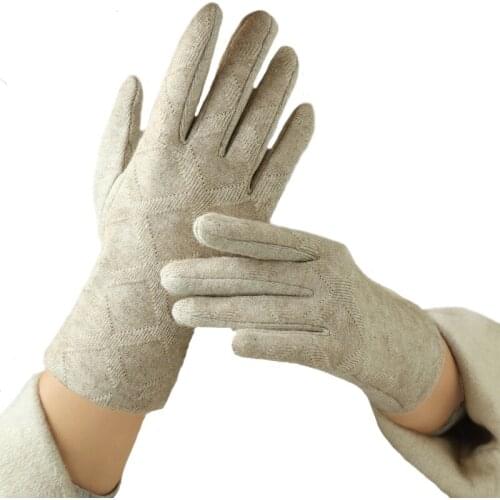 New Women Winter Warm Touch Screen Plus Velvet Thicken Lattice Knitting Mittens Gloves Elegant Female Soft Cycling Drive