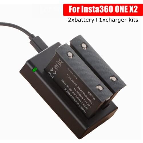 New Insta 360 Micro/Type-C Port Dual Charger+2pcs Panoramic Camera Battery For Insta360 ONE X2 Charging Accessories