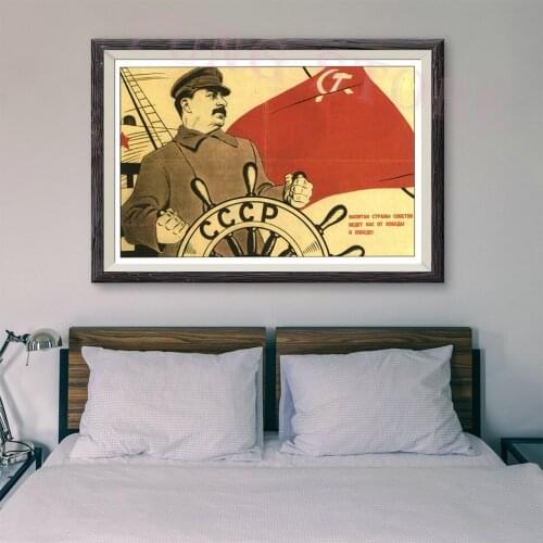 RE303 Retro Russian Style Painting Soviet Union Great Leader Stalin 6 Custom Silk Poster Home Deco Wall Art Christmas Gift