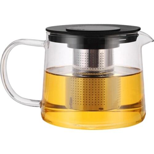1pc Household Glass Teapot Durable Heat Resistant Glass Heatable Kettle Tea Jar Teapot for Drinking Office Use 1.5L / 1L / 0.6L