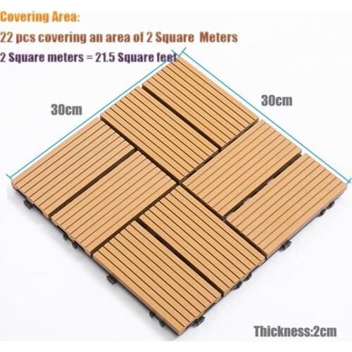 22pcs/box Eco-friendly Flooring Wood deck tile + PE Interlocking Artificial Grass decking tile Balcony Garden Plastic Deck Tiles