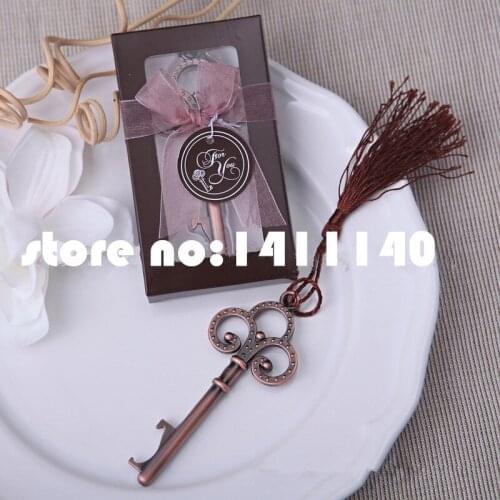 Vintage Skeleton Key Bottle Opener come with gifts box ribbon wedding gifts favors for guests decorations 30pcs/lot