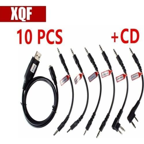 XQF 10 PCS 6 in 1 USB Programming Cable for Motorola YAESU HYT ICOM BAOFENG KENWO Two Way Radio With Programming Software
