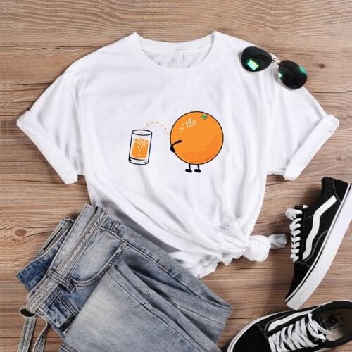 Orange Juice Graphic Funny T Shirt Women Harajuku Tshirt Women Shrot Sleeve Loose Camiseta Mujer Tee Shirt Femme Ete T-shirt