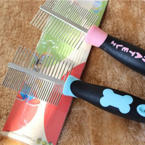 1Pcs Pets Two-sided Straight Comb Steel Pins Dog Bones Grooming Brush Pets Cat Hair Clean Combs Tools Grooming Brush 15cm 8*15cm