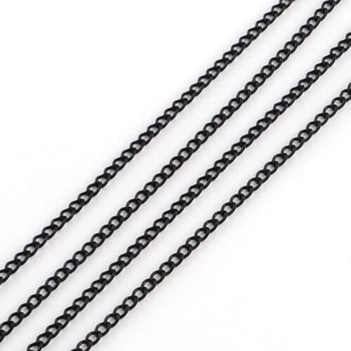 10m Electrophoresis Unwelded Iron Curb Chains Black Link Chain For Bracelet Necklace Jewelry Making Findings 3.7x2.8x0.8mm