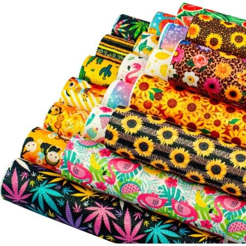 Random 10 pieces Shimmer Fine Glitter Faux Leather printing Sheets Synthetic Leather Fabric 30*22cm for DIY Bag Bows Handmade