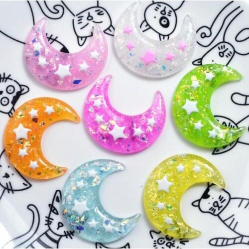 10pcs/lot Flat Back Resin Cabochon Moon DIY Flatback Decorative Craft For Hair Bow Scrapbooking Charm