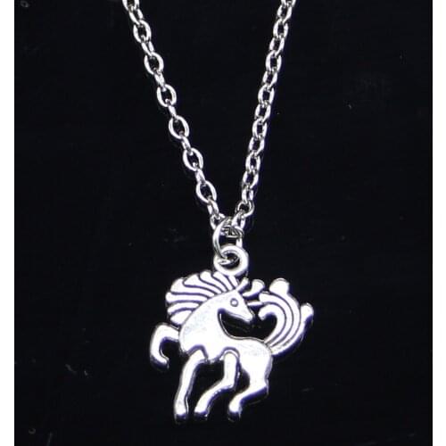 20pcs New Fashion Necklace 19x25mm horse unicorn Pendants Short Long Women Men Colar Gift Jewelry Choker